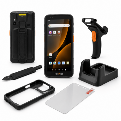 ТСД MERTECH S55 Android 13, 4GB/64GB (кредл с передачей, пист. рукоятка, чехол, стекло, ремешок)